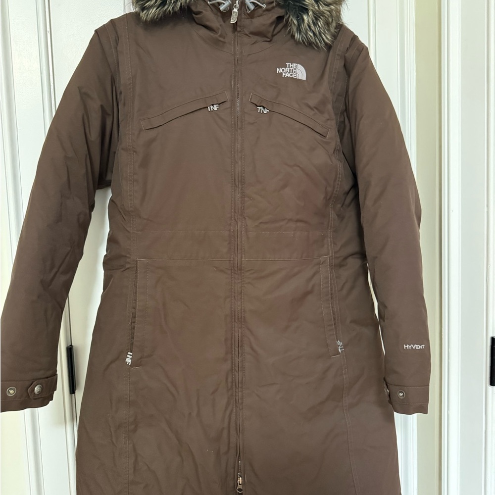 The North Face Women's Brown Parka with Faux Fur Hood